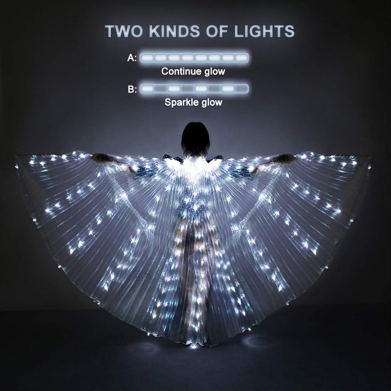 iMucci LED Wings Halloween Costume for Women Glow Angel Wings Light up Fairy Wings with Telescopic Sticks Isis Wings for Adults and Child Halloween Costumes Woman 2025 - Image 4